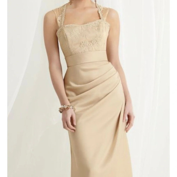 NWT Jordan Fashions 469 Lace and Satin Sleeveless Bridesmaids Dress Navy 12 - Picture 15 of 16